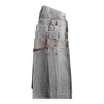7 hemp tea towels with monogram