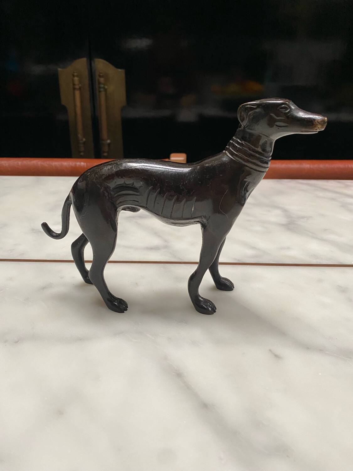 Old bronze greyhound dog statue
