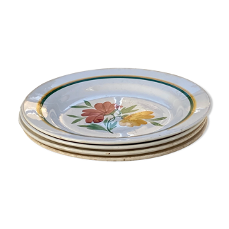 4 Digoin flower plates