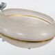 1930s English Art Deco 3-Arm Chrome & Gold Gilt Glass Chandelier Lamp
