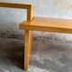 Geometric Brutalist Dining Table — Natural Wood Top with Metal Support, 1980s Architectural Design