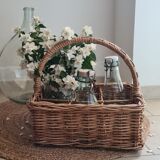 Vintage wicker bottle rack