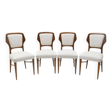 Vittorio Dassi Mid-Century Modern Italian Dinning Chairs, 1950s, Set of Fou
