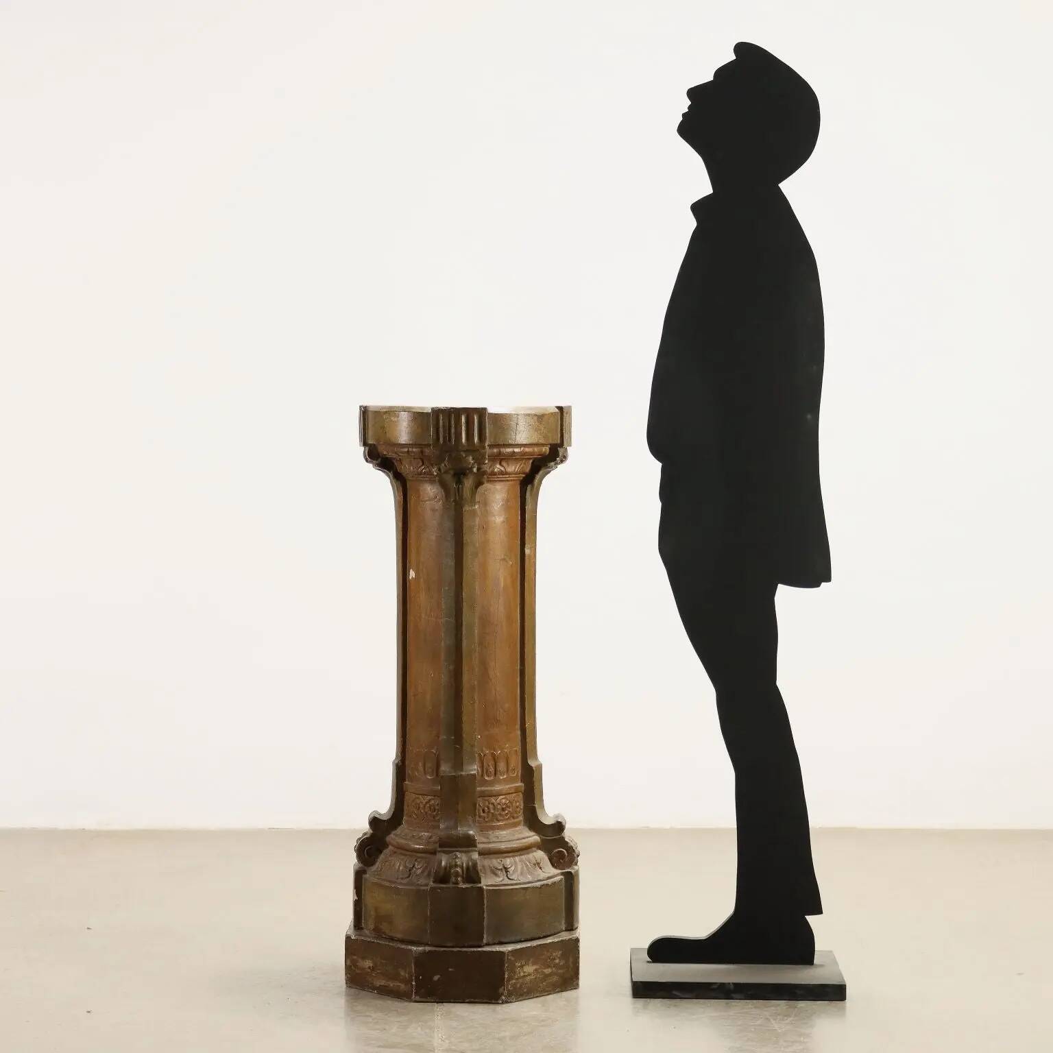 Old classical style column in painted terracotta, Italy, 19th century.