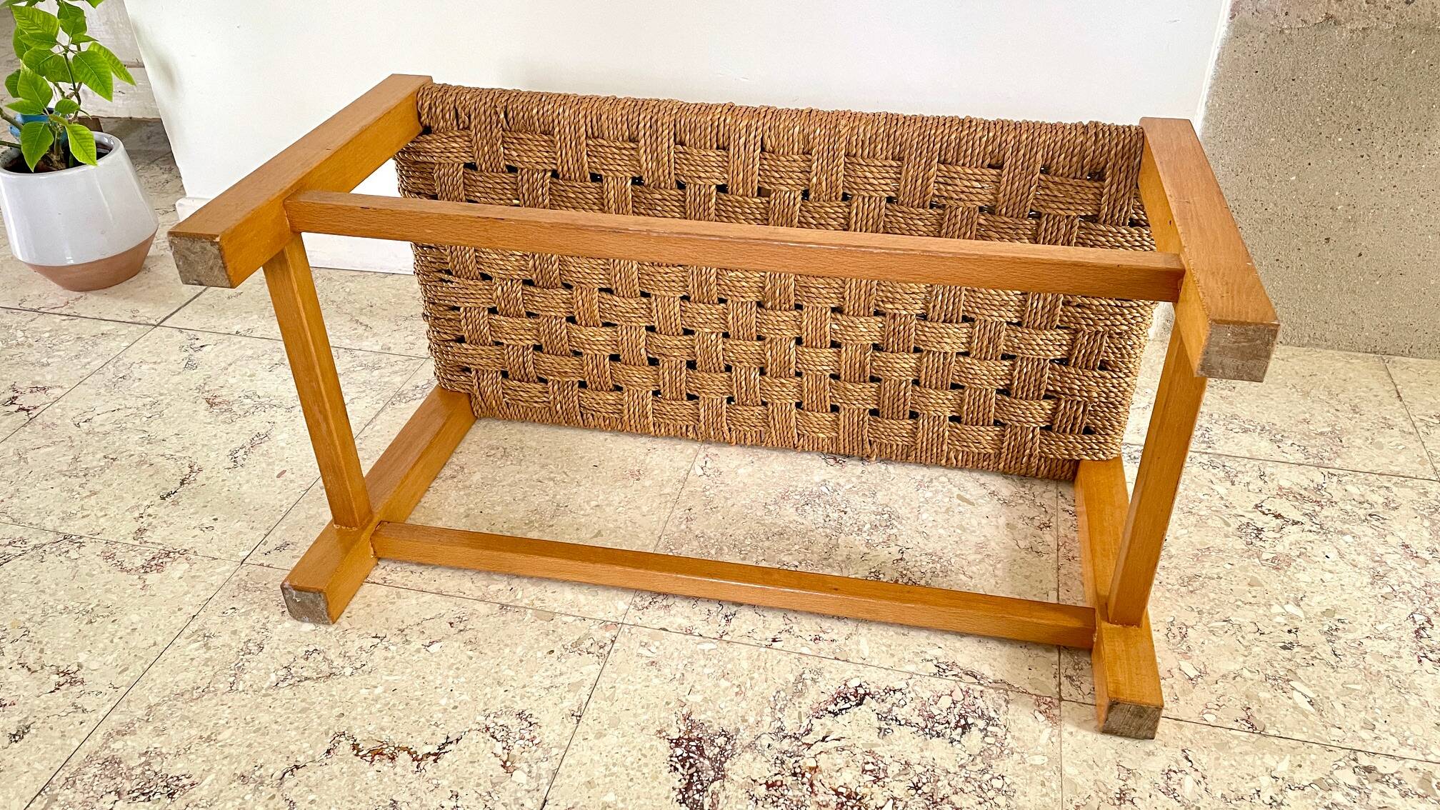 Stool bench wood and rope vintage bohemian spirit