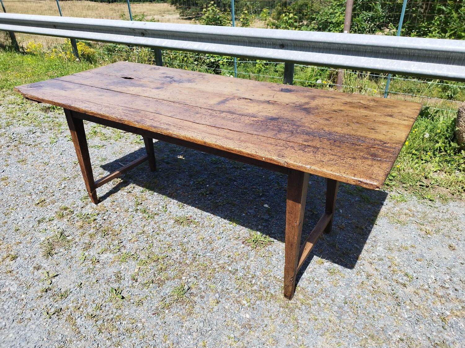 Large rustic farmhouse table bobbin legs
