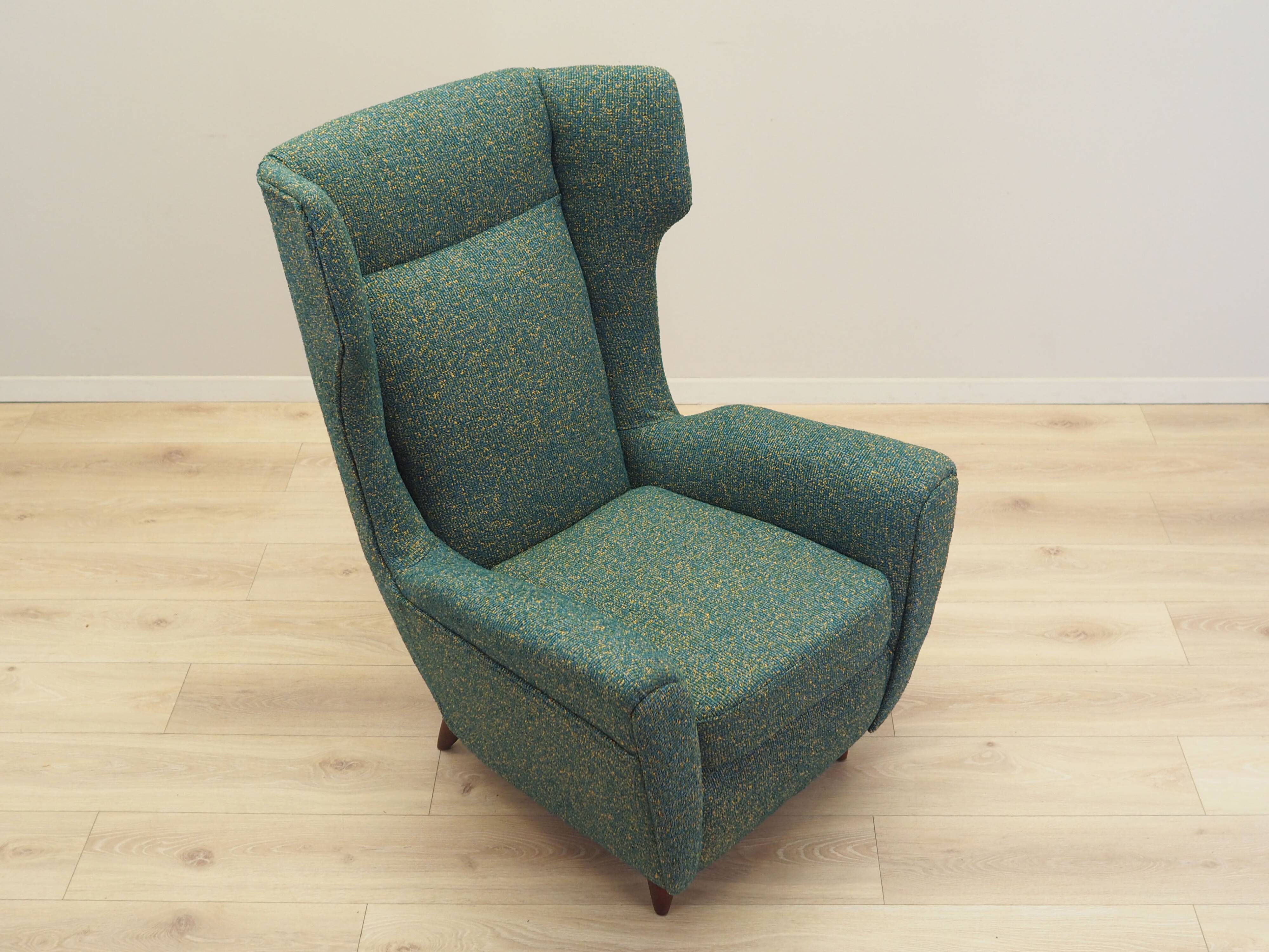Green armchair, Italian design, 1970s, production: Italy