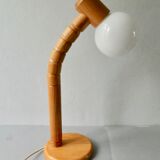 Pine articulated lamp with opaline, Scandinavian style, 70s