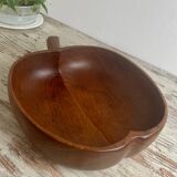 Fruit bowl, apple-shaped salad bowl in teak