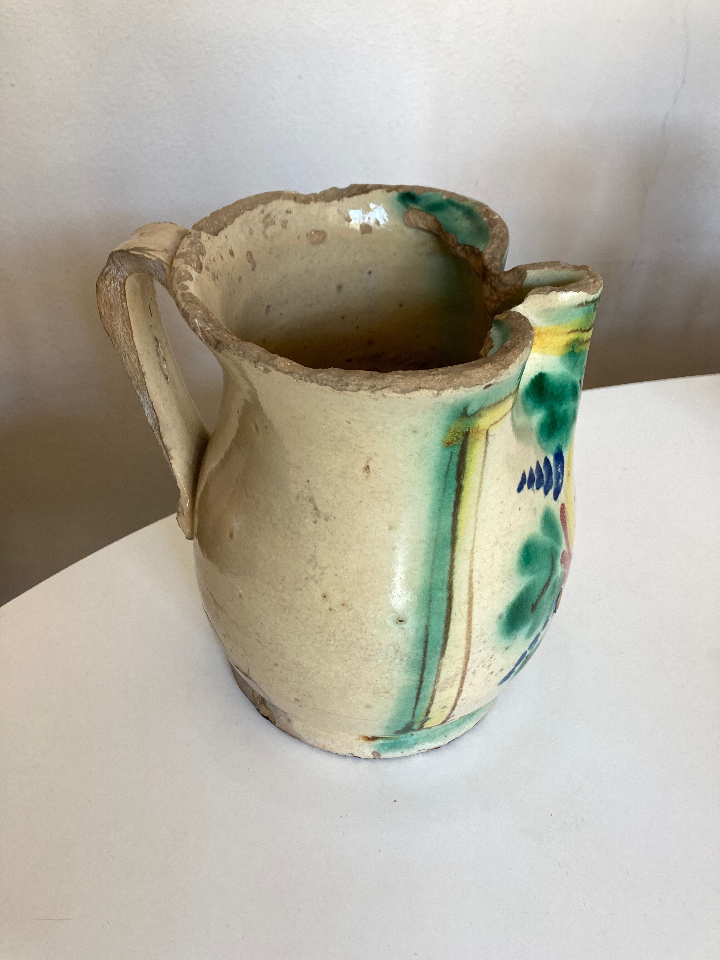 Vase pitcher 18th Italian glazed earth of Vietri Amalfi