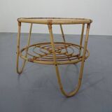 Italian Bamboo & Glass Coffee Table, 1950s