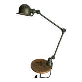 Vintage 1960 Jielde lamp with 2 arms in original industrial green - 100 cm