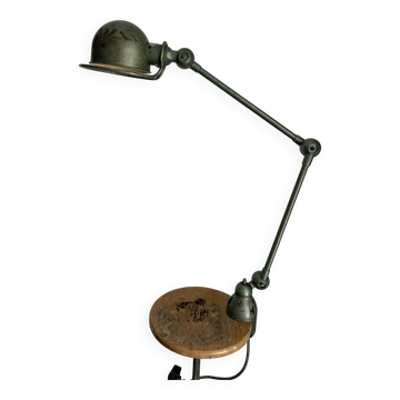 Vintage 1960 Jielde lamp with 2 arms in original industrial green - 100 cm