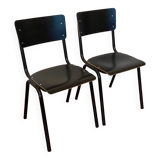 Set of two black school chairs