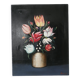 Painting on canvas still life decoration countryside bouquet flowers vintage frame black background