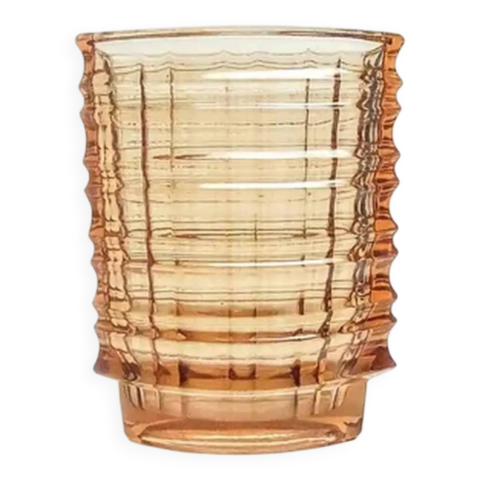 Optical vase, mid-century modern, orange glass, designed by J. Drost, Ząbkowice, Poland, 1970s