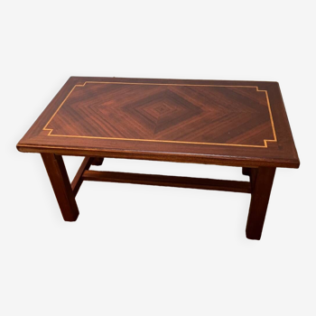 Vintage wood and marquetry coffee table