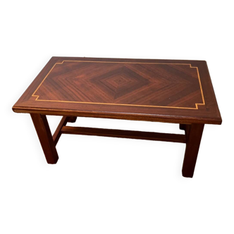 Vintage wood and marquetry coffee table