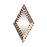 Small vintage wooden diamond wall mirror