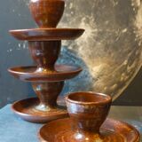 Four pyrite stoneware shells