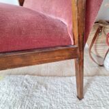 Vintage Scandinavian armchair from the 50s/60s – tapered legs, wood & velvet