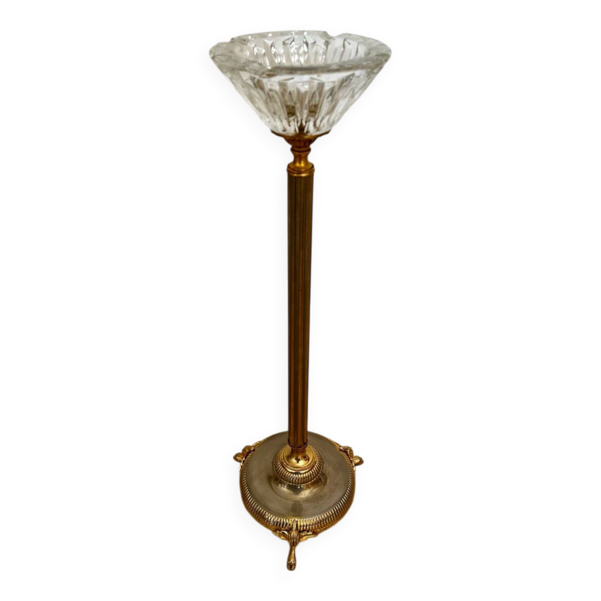 Cendrier sur pied laiton verre