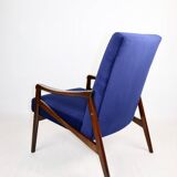 Czech armchair attributed to Jiri Jiroutek in dark blue fabric, 1970s