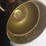 Old planter on foot in hammered brass pushed back height 44 cm