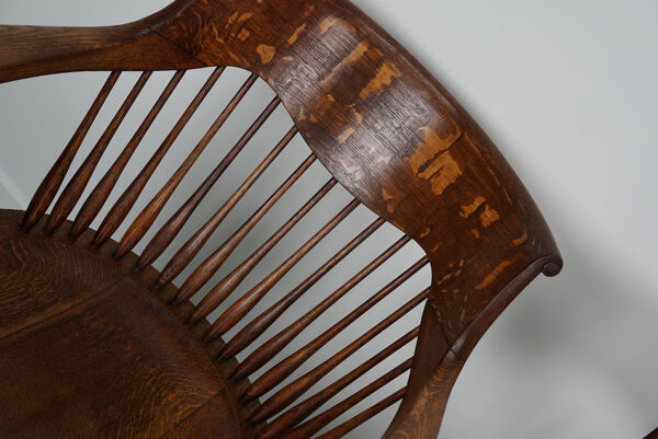 Paire de chaises de bureau de bureau en chêne édouardien anglais