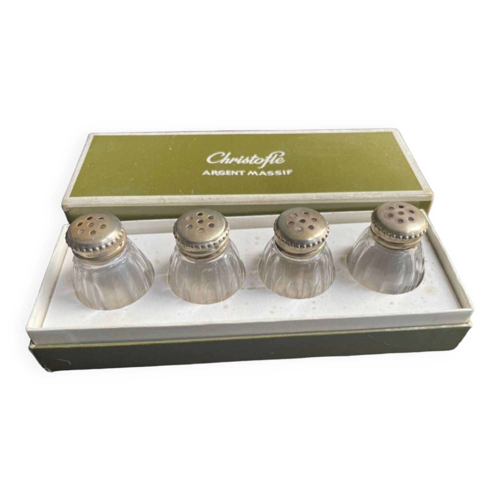 Box of Christofle salt and pepper shakers – solid silver