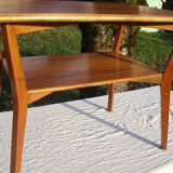 Coffee table rectangular double wooden tray