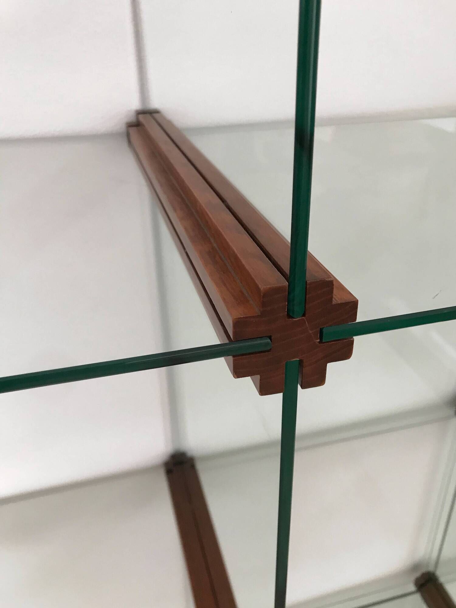 Gallotti & Radice Italian glass and wood bookcase 1980s