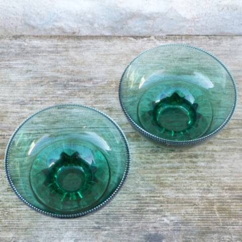 Lot de 2 coupelles en cristal vert foncé