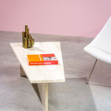 Architectural coffee table from the 70s in modernist travertine