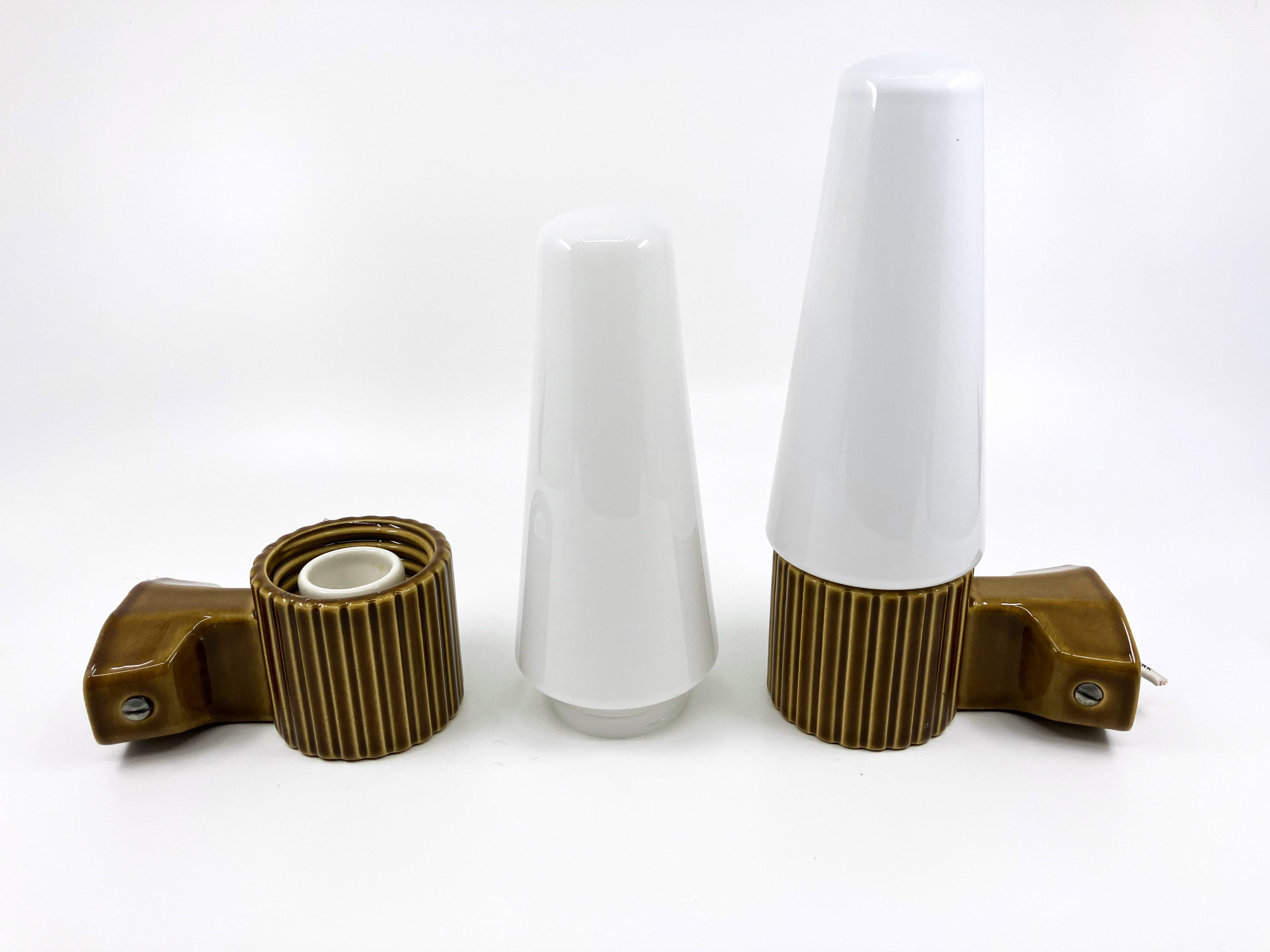 Ifö ceramic/opal glass wall lights • ref 6020 • Hans-Agne Jakobsson