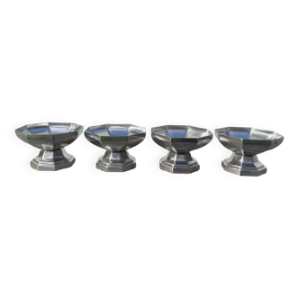 4 stainless steel cups 1970 signed Couzon