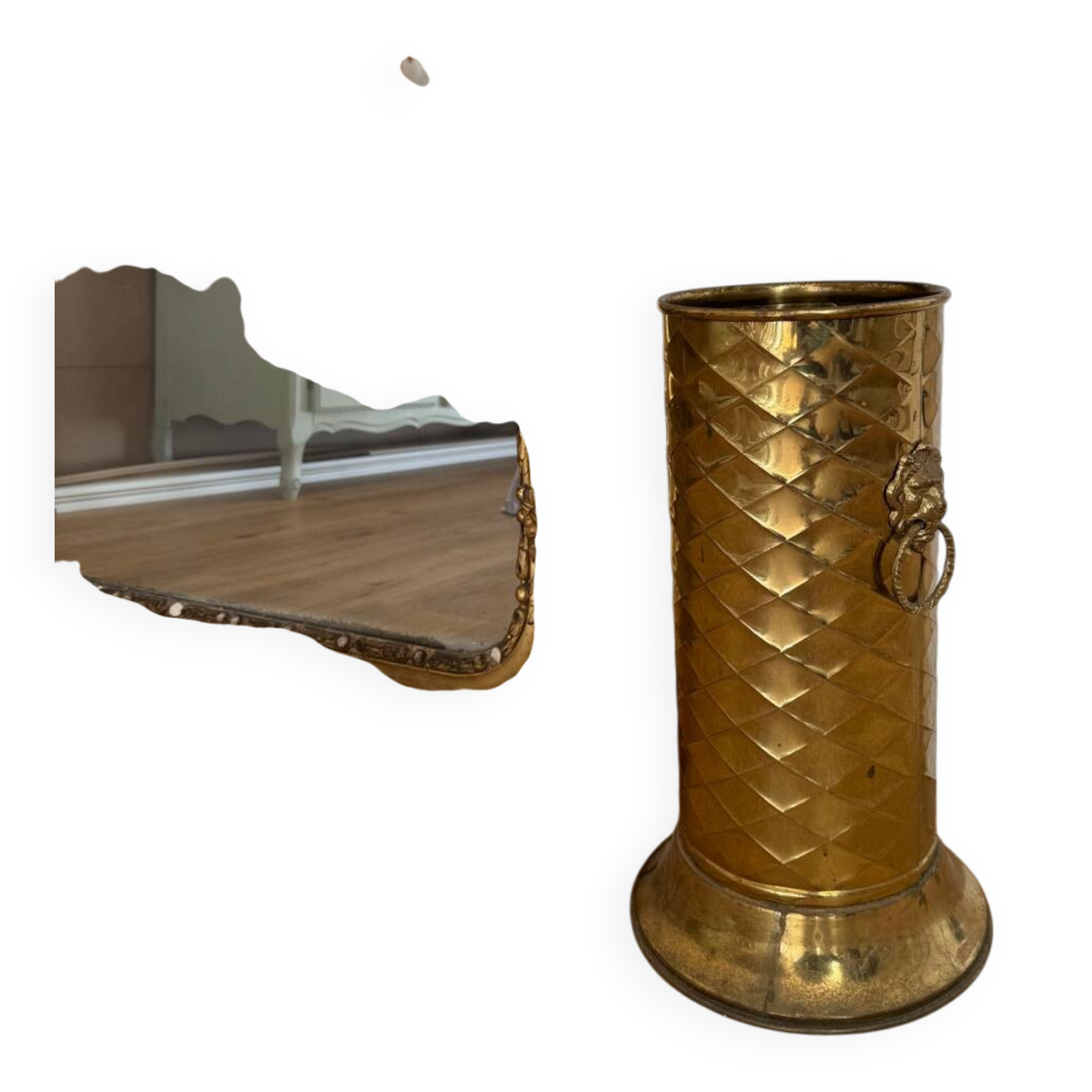 Vintage gold brass umbrella stand