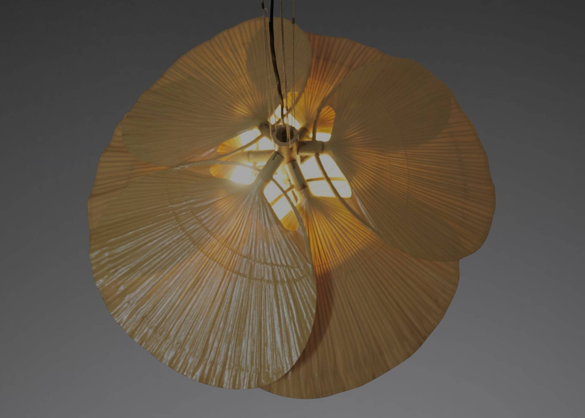 Rare Uchiwa Hana Chandelier by Ingo Maurer - Japanese Paper and Bamboo