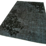 Hand-Knotted Hi-Low Pile Oriental 1980s 144 cm x 245 cm Black Carpet