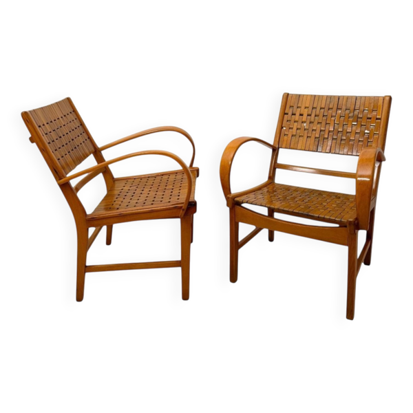 Fauteuils Gelenka en bois de hêtre massif, Allemagne, 1950, ensemble de 2