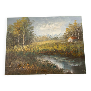 Tableau, huile sur toile - couteau