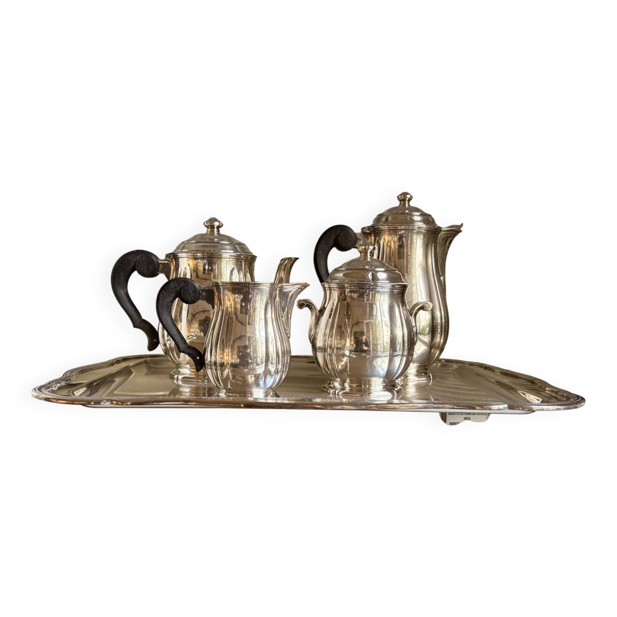 Ercuis 5-piece tea and coffee service in silver-plated metal.
