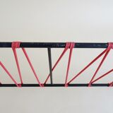 Minimalist wall coat rack in string design in black and red