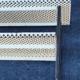 Vintage perforated metal craft display shelf