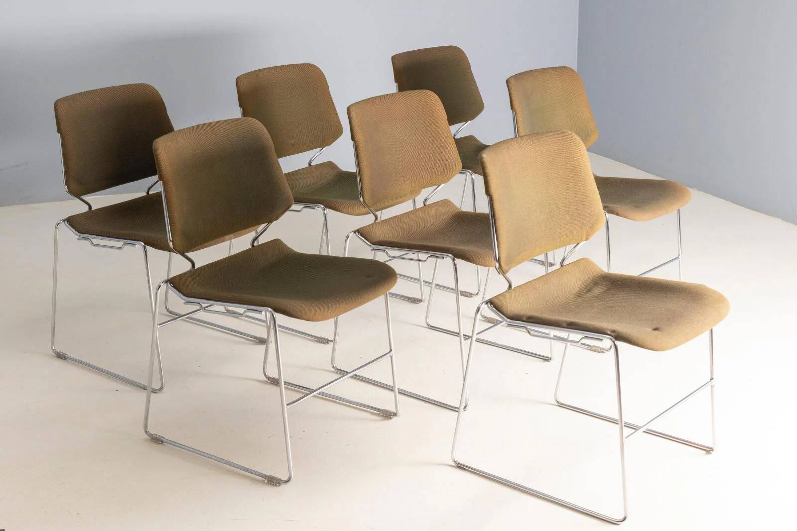 Set of 7 stackable Matrix chairs, Thomas Tolleson, 1970s, USA