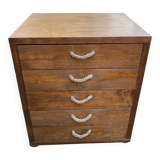 Scandinavian 5-drawer chest in solid pine with rope