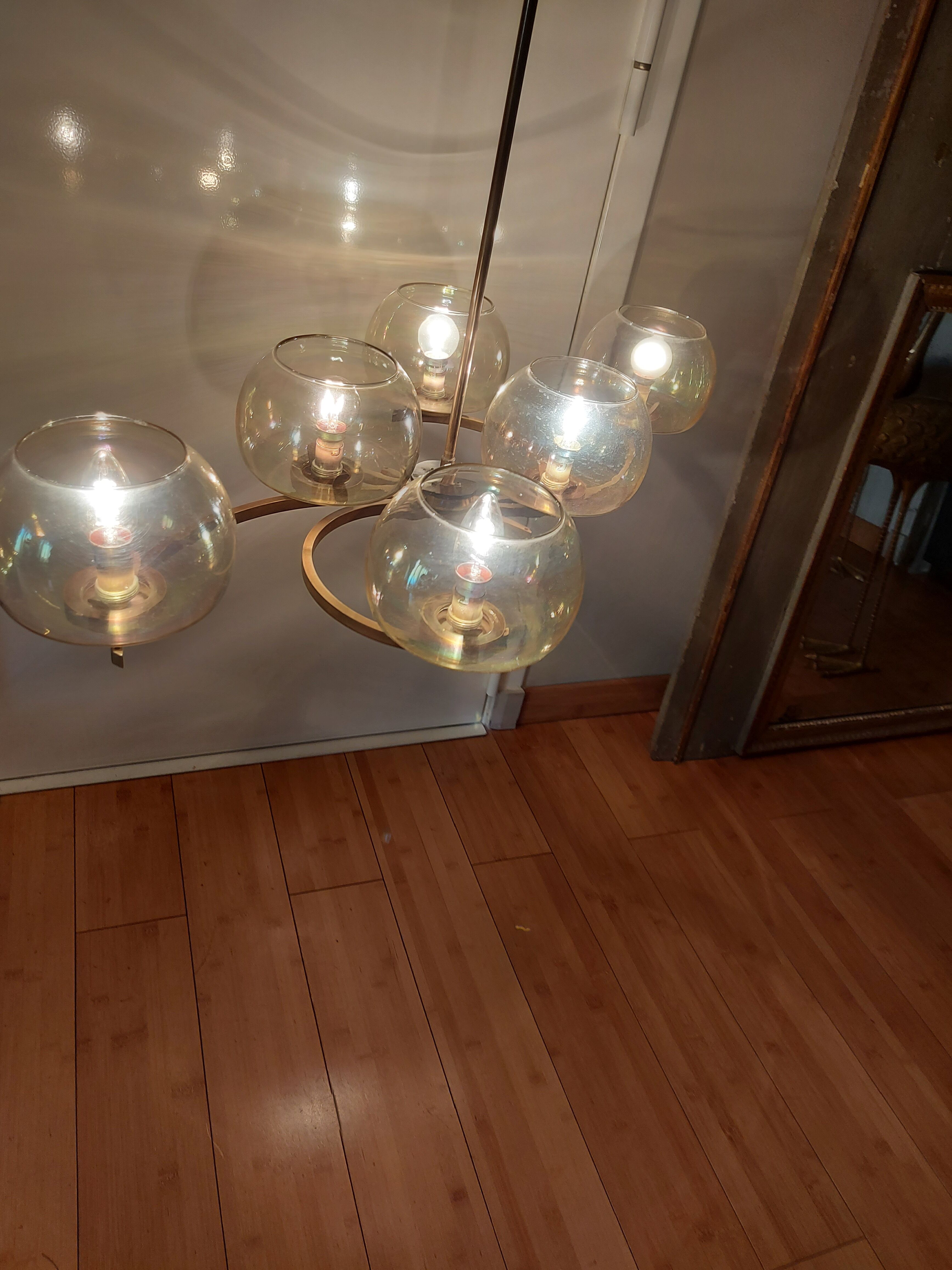 Lustre en laiton doré années 50'S