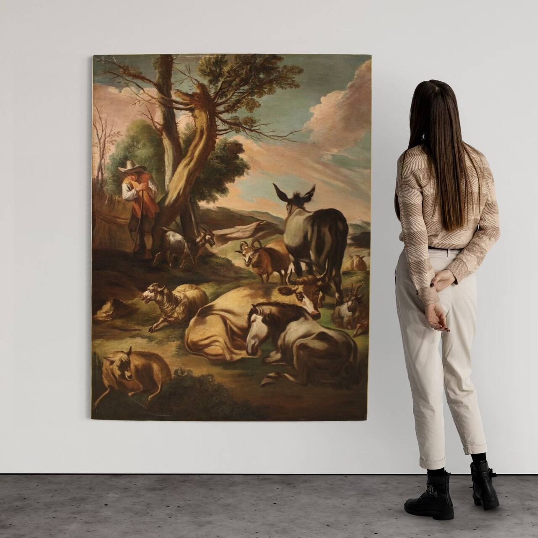 18th century Italian painting, pastoral genre scene