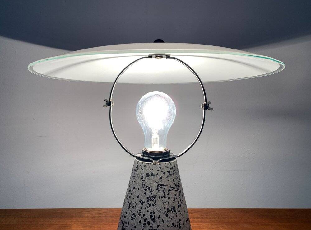Vintage Postmodern Eno table lamp in glass and terrazzo from Ikea, 1990s.
