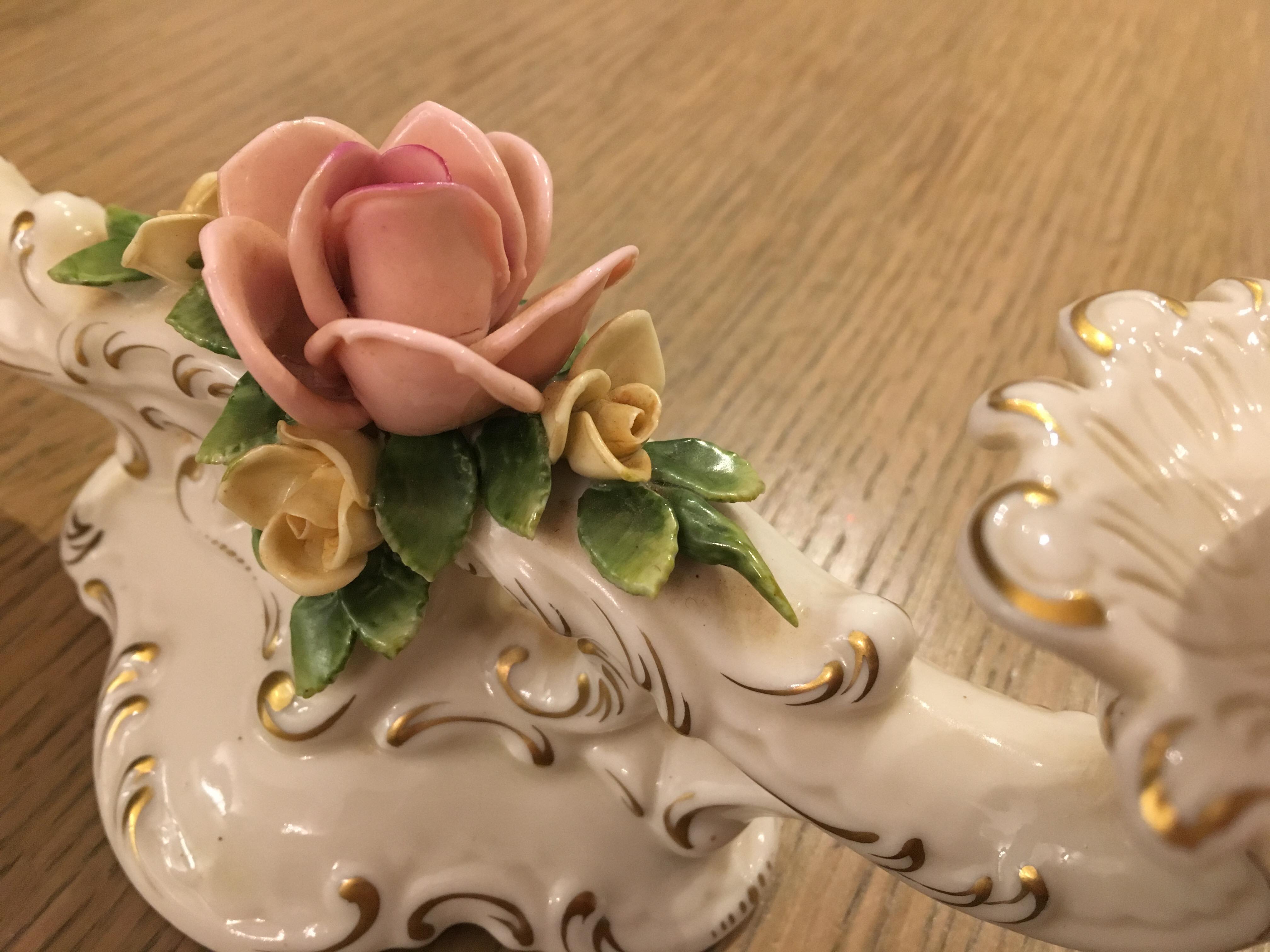 Ancient candlestick two porcelain branch